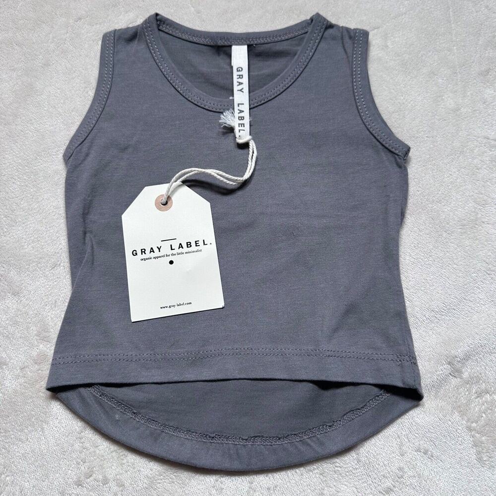 Gray Label Baby 0/6 Months Tank TopDark Gray Briar Organic Cotton New